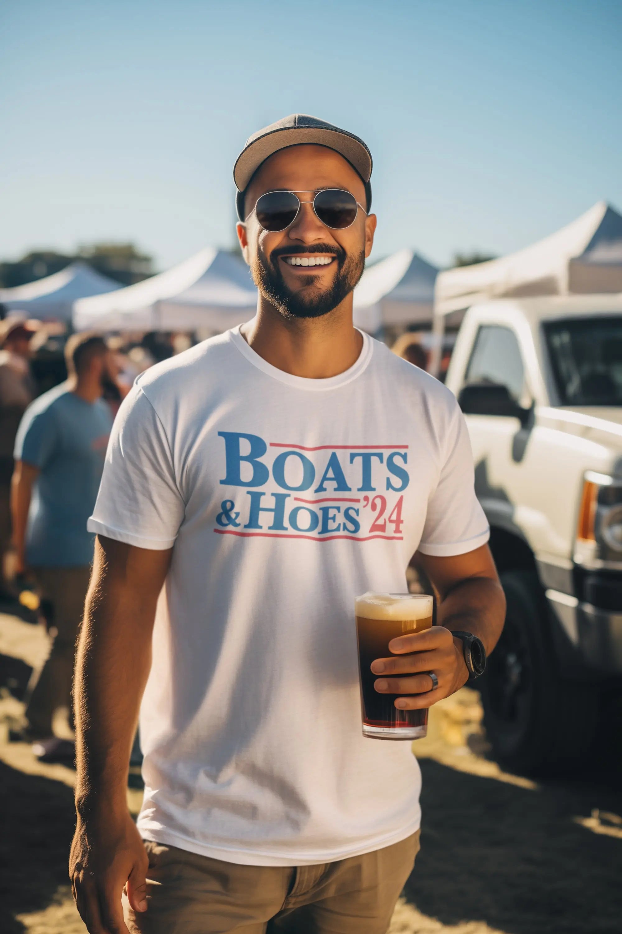 Boats And Hoes 2024 White Election Tshirt - Donkey Tees