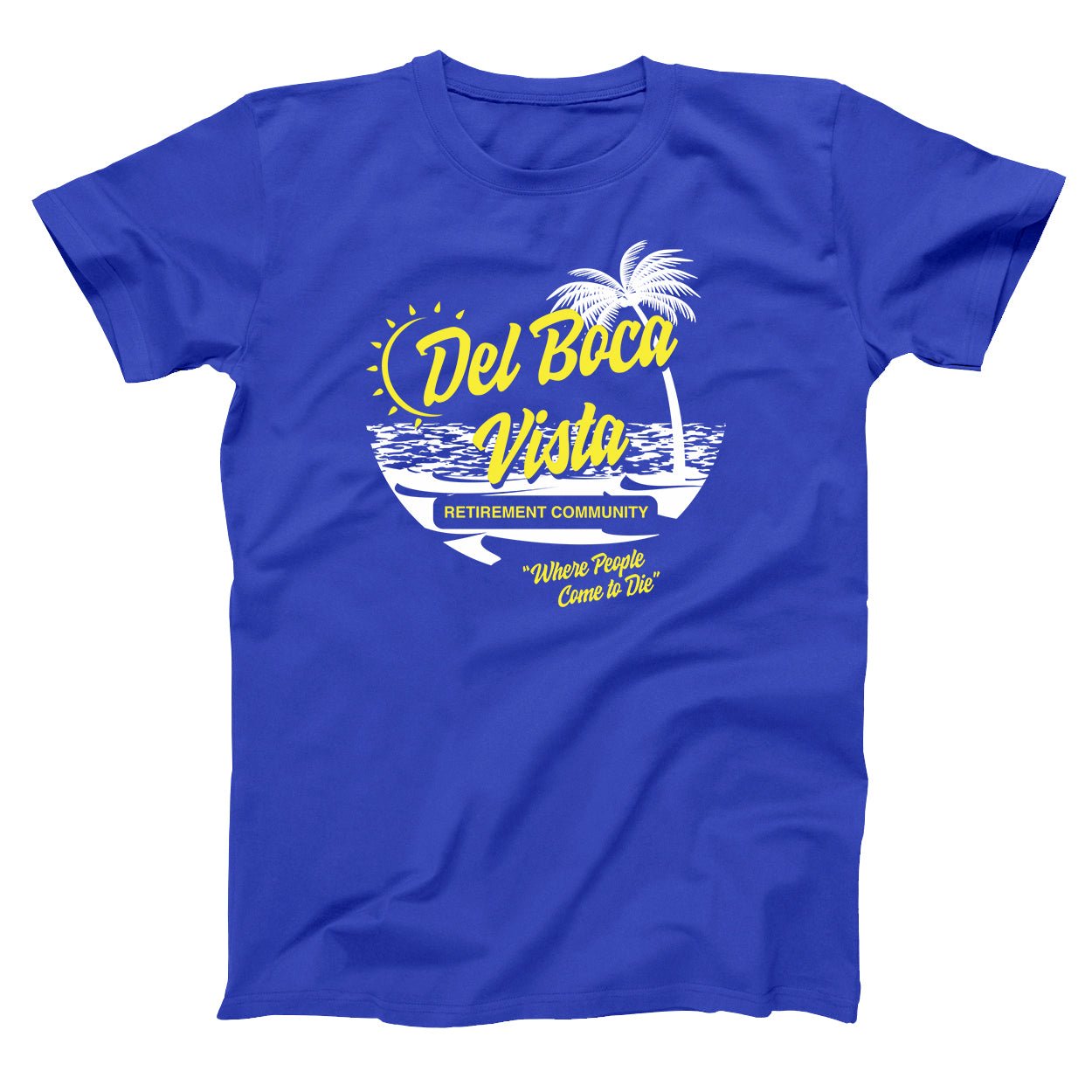 Men's Del Boca Vista Retirement Community T-Shirt - Vintage Graphic Tee, Pop Culture Humor