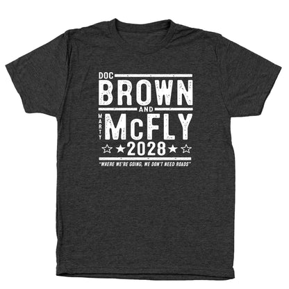 Doc Brown Marty McFly 2028 Election - Donkey Tees T-shirt
